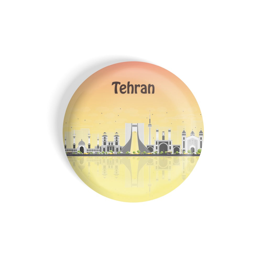dhcrafts Round Fridge Magnet Multicolour Places Tehran City In Canada Glossy Finish Design Pack of 1 (75 mm)